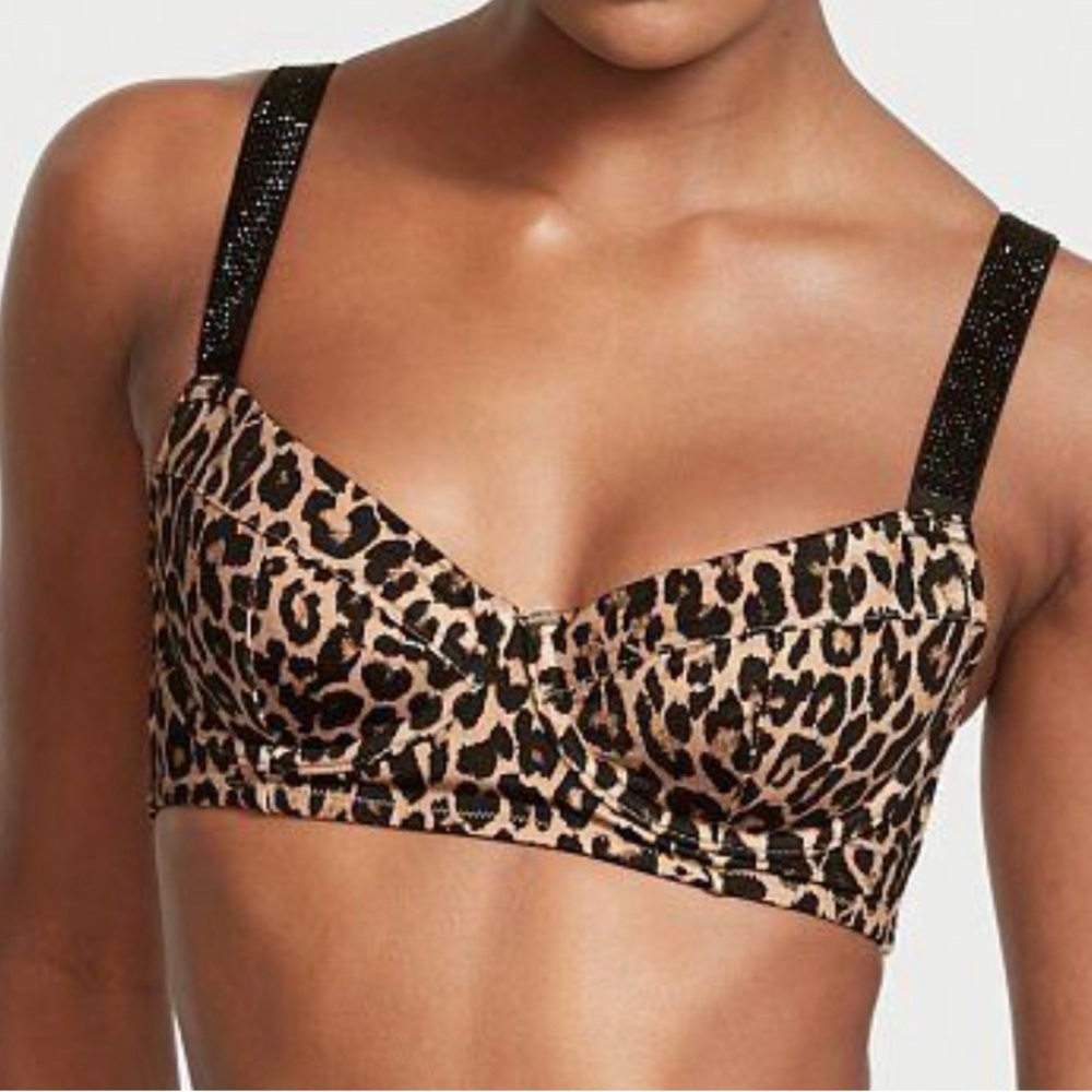 Victoria's Secret Leopard Shine Strap Bikini Bra Underwire. Size 34DD